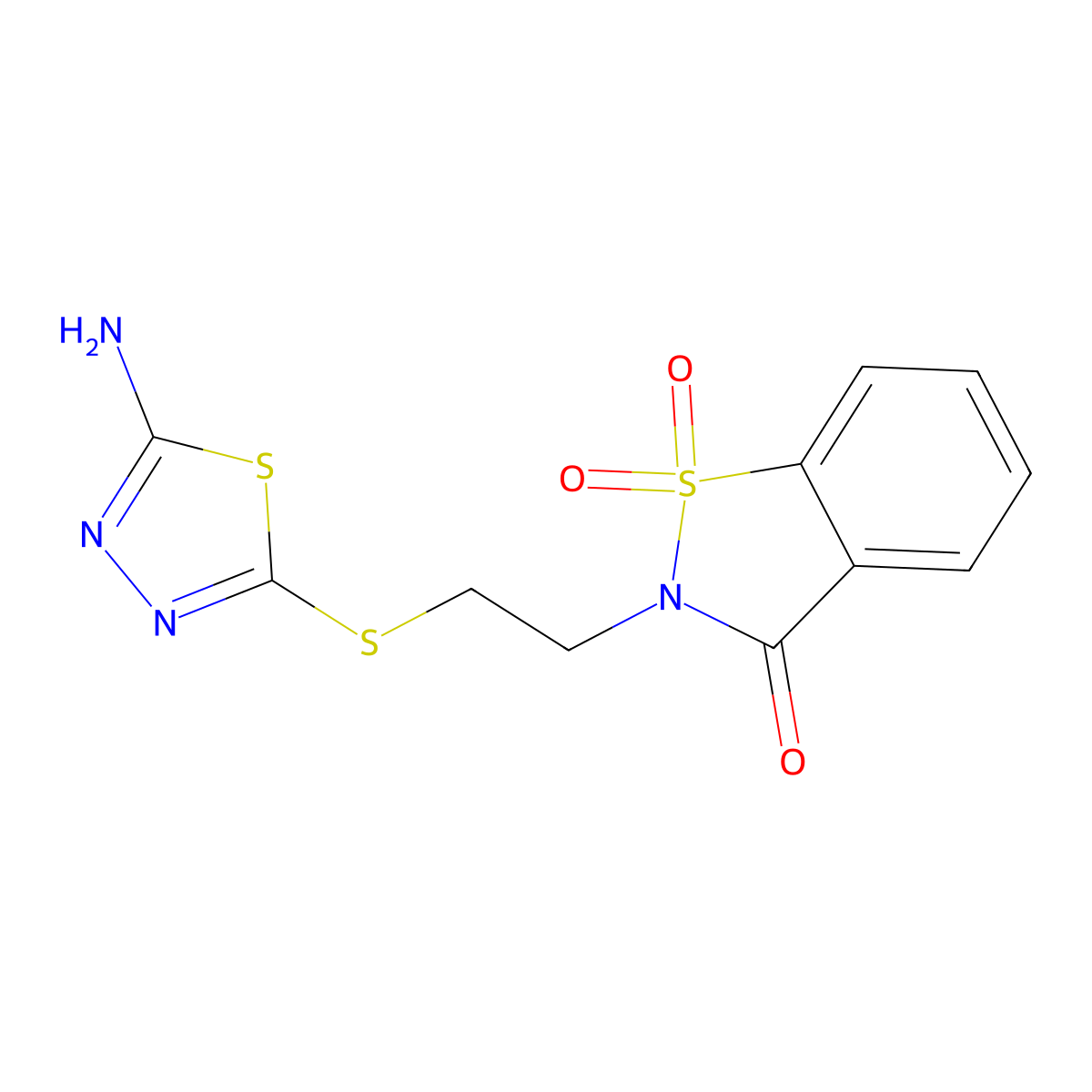 2-{2-[(5-amino-1,3,4-thiadiazol-2-yl)thio]ethyl}-1,2-benzisothiazol-3(2H)-one 1,1-dioxide molecular structure, CAS 823831-07-8