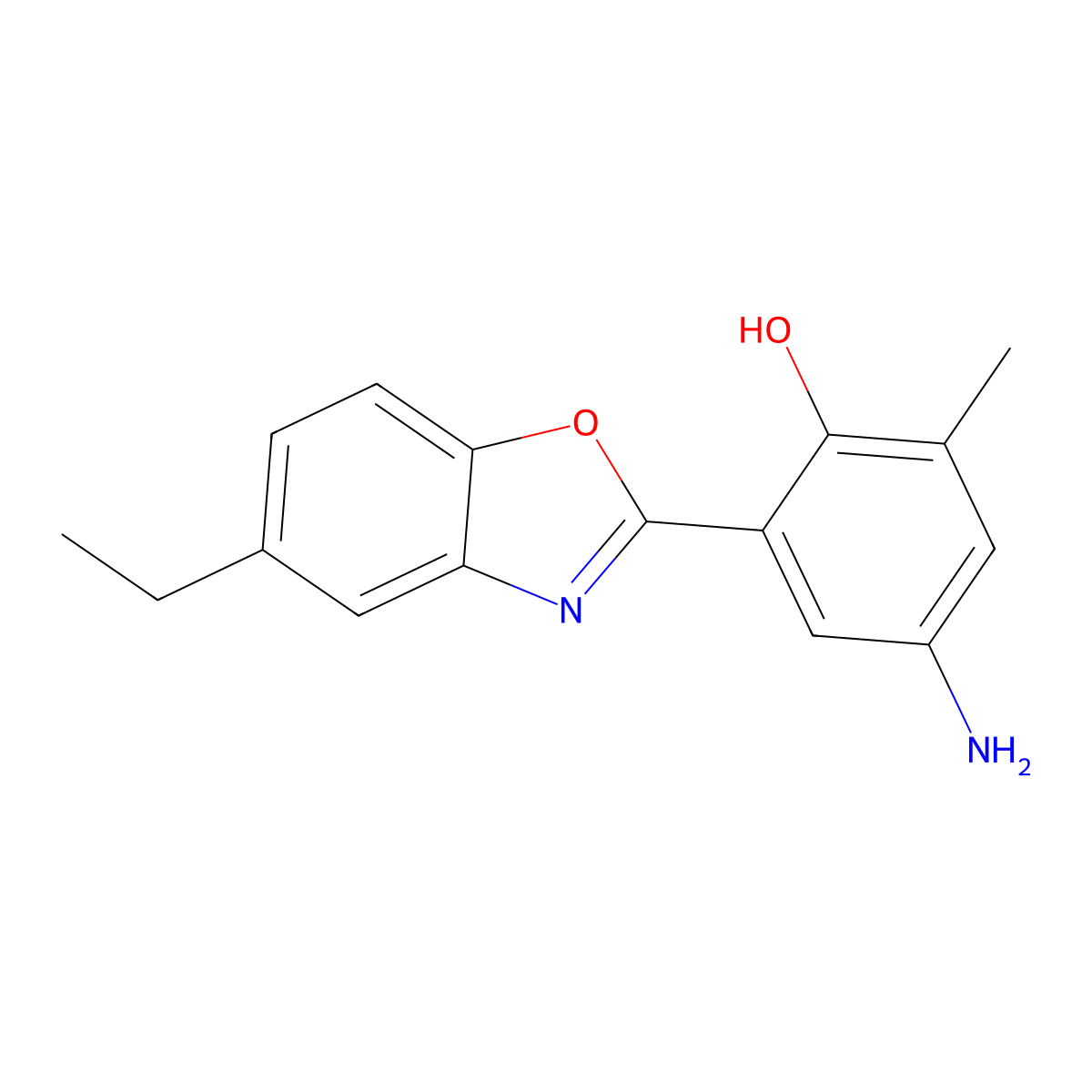 4-Amino-2-(5-ethyl-1,3-benzoxazol-2-yl)-6-methylphenol molecular structure, CAS 823831-12-5