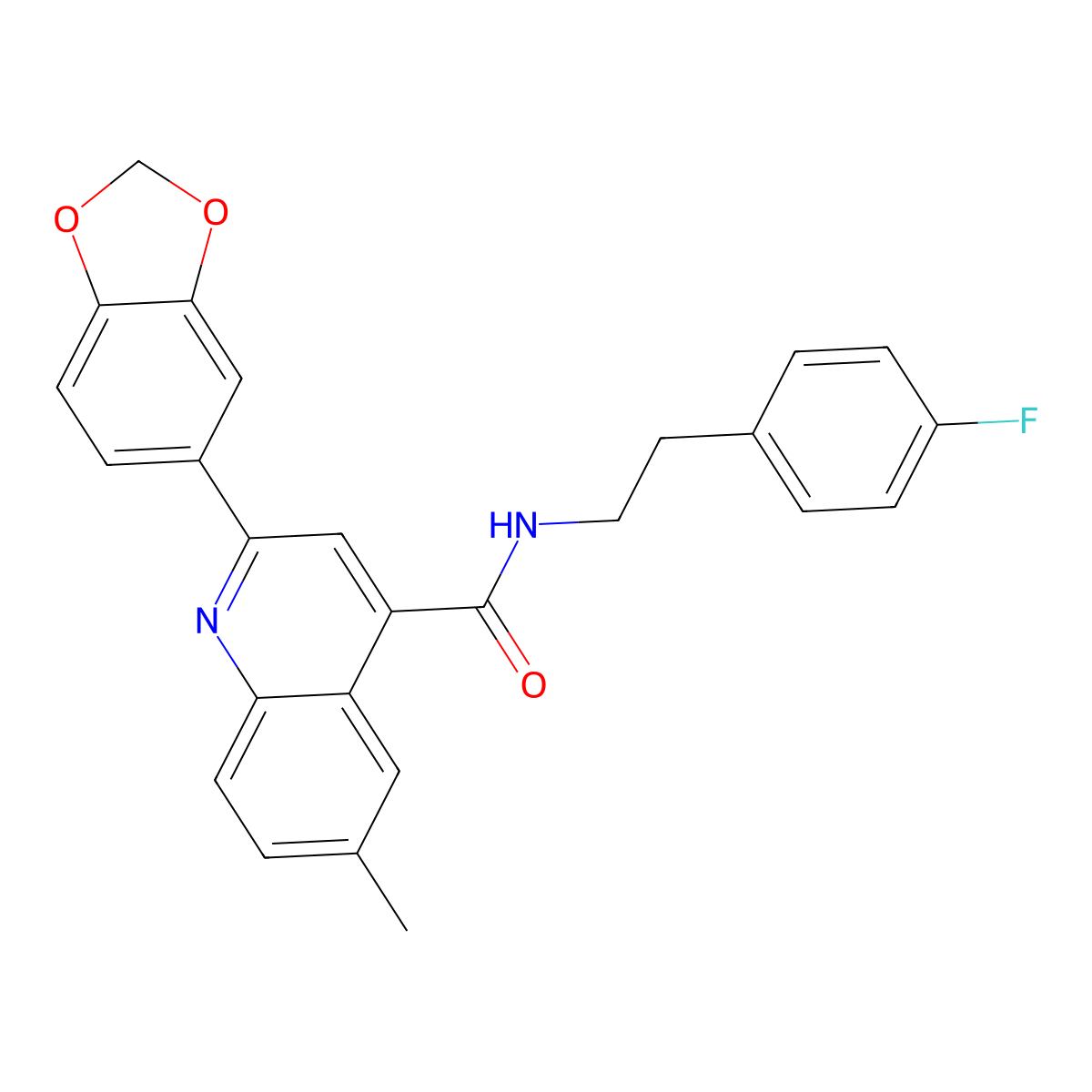 2-(1,3-benzodioxol-5-yl)-N-[2-(4-fluorophenyl)ethyl]-6-methylquinoline-4-carboxamide molecular structure, CAS 823831-82-9