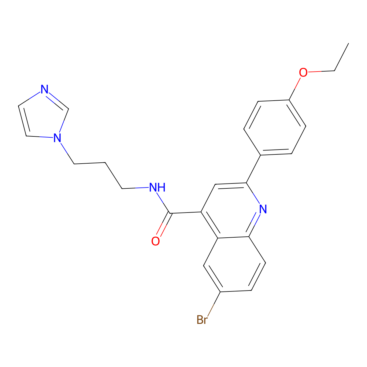 6-bromo-2-(4-ethoxyphenyl)-N-(3-imidazol-1-ylpropyl)quinoline-4-carboxamide molecular structure, CAS 823831-95-4