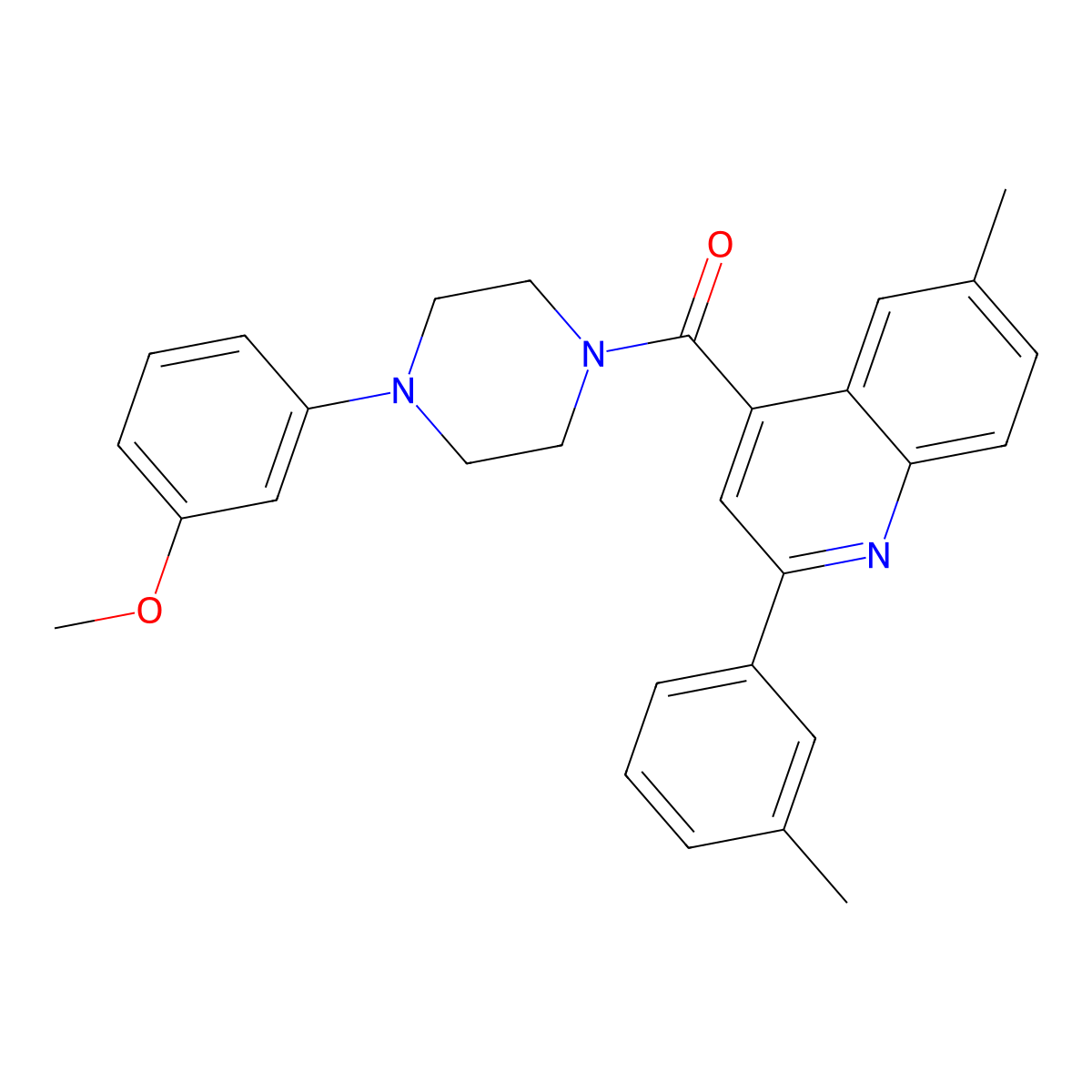 [4-(3-Methoxyphenyl)piperazin-1-yl]-[6-methyl-2-(3-methylphenyl)quinolin-4-yl]methanone molecular structure, CAS 823832-06-0
