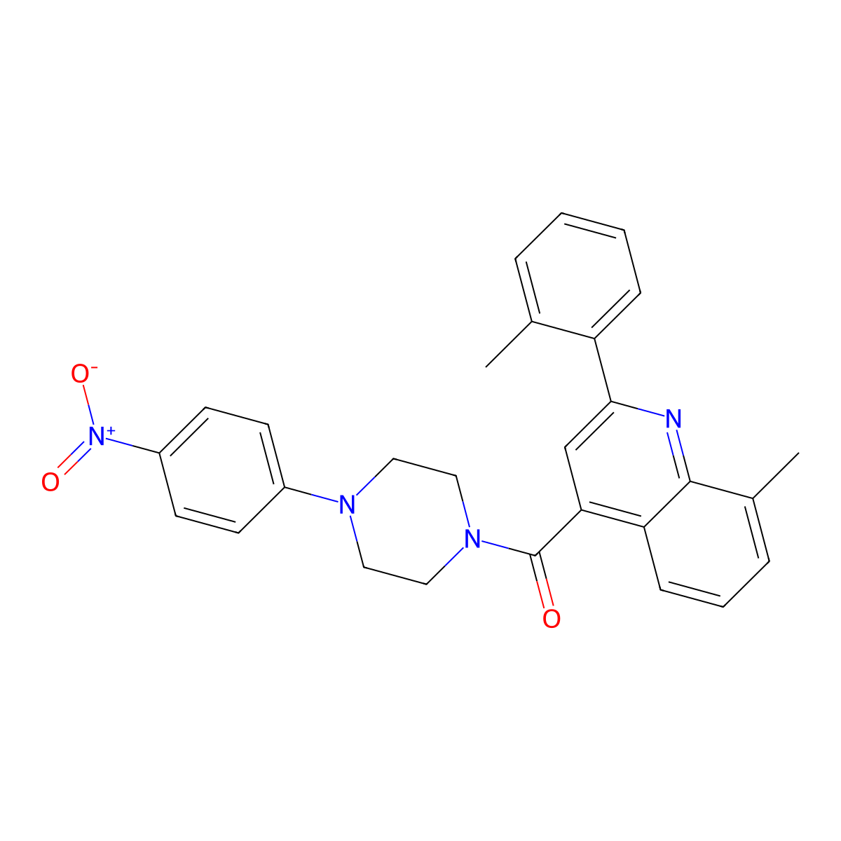 [8-Methyl-2-(2-methylphenyl)quinolin-4-yl]-[4-(4-nitrophenyl)piperazin-1-yl]methanone molecular structure, CAS 823832-11-7