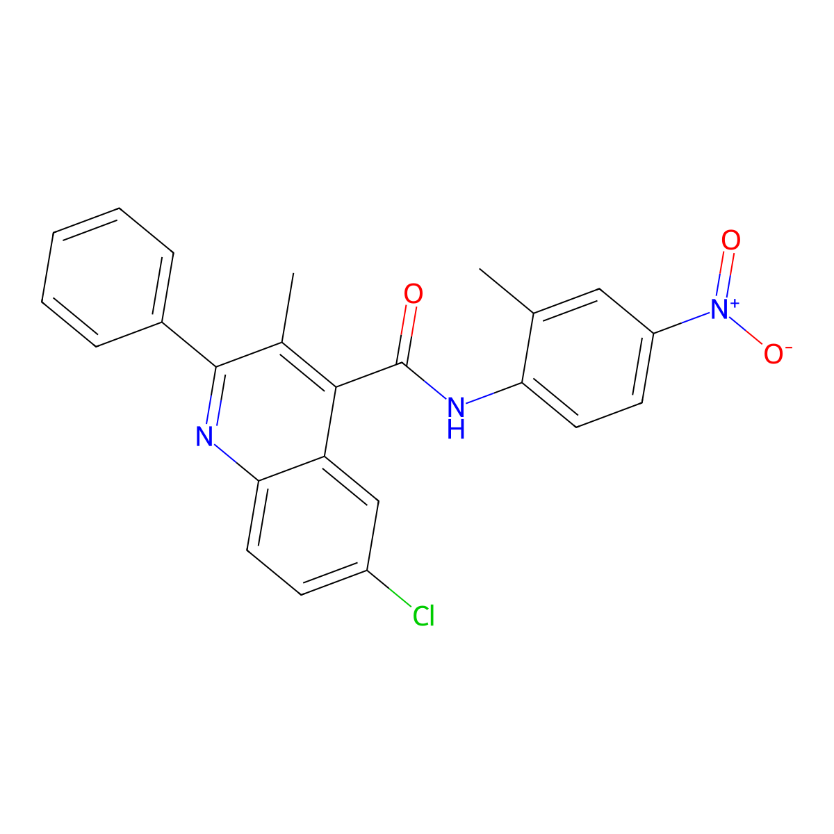 6-chloro-3-methyl-N-(2-methyl-4-nitrophenyl)-2-phenylquinoline-4-carboxamide molecular structure, CAS 823832-21-9