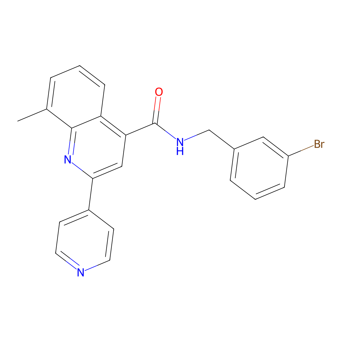 N-[(3-bromophenyl)methyl]-8-methyl-2-pyridin-4-ylquinoline-4-carboxamide molecular structure, CAS 823832-27-5