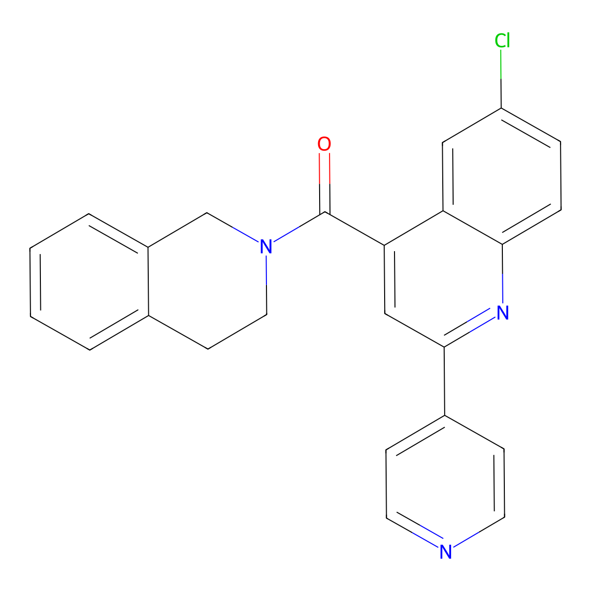 (6-chloro-2-pyridin-4-ylquinolin-4-yl)-(3,4-dihydro-1H-isoquinolin-2-yl)methanone molecular structure, CAS 823832-31-1