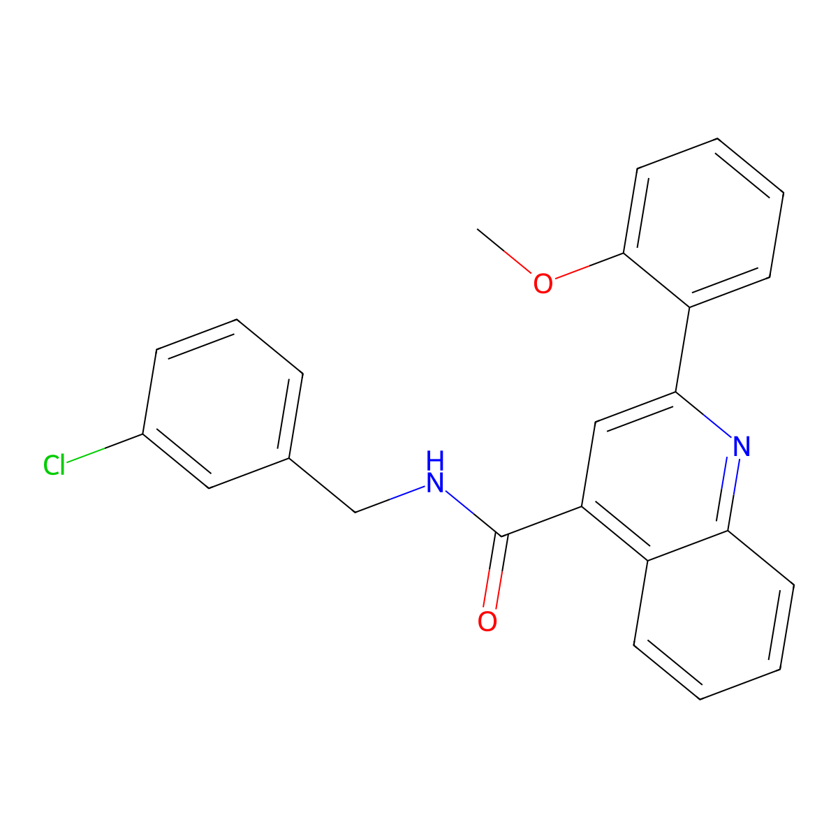 N-[(3-chlorophenyl)methyl]-2-(2-methoxyphenyl)quinoline-4-carboxamide molecular structure, CAS 823832-44-6