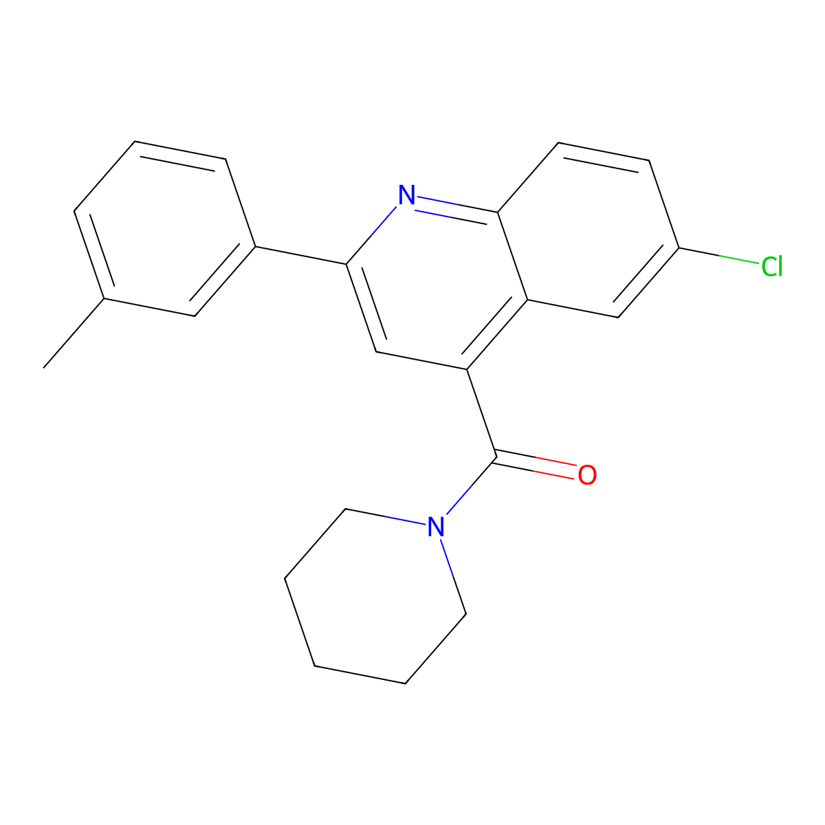 [6-Chloro-2-(3-methylphenyl)quinolin-4-yl]-piperidin-1-ylmethanone molecular structure, CAS 823832-53-7