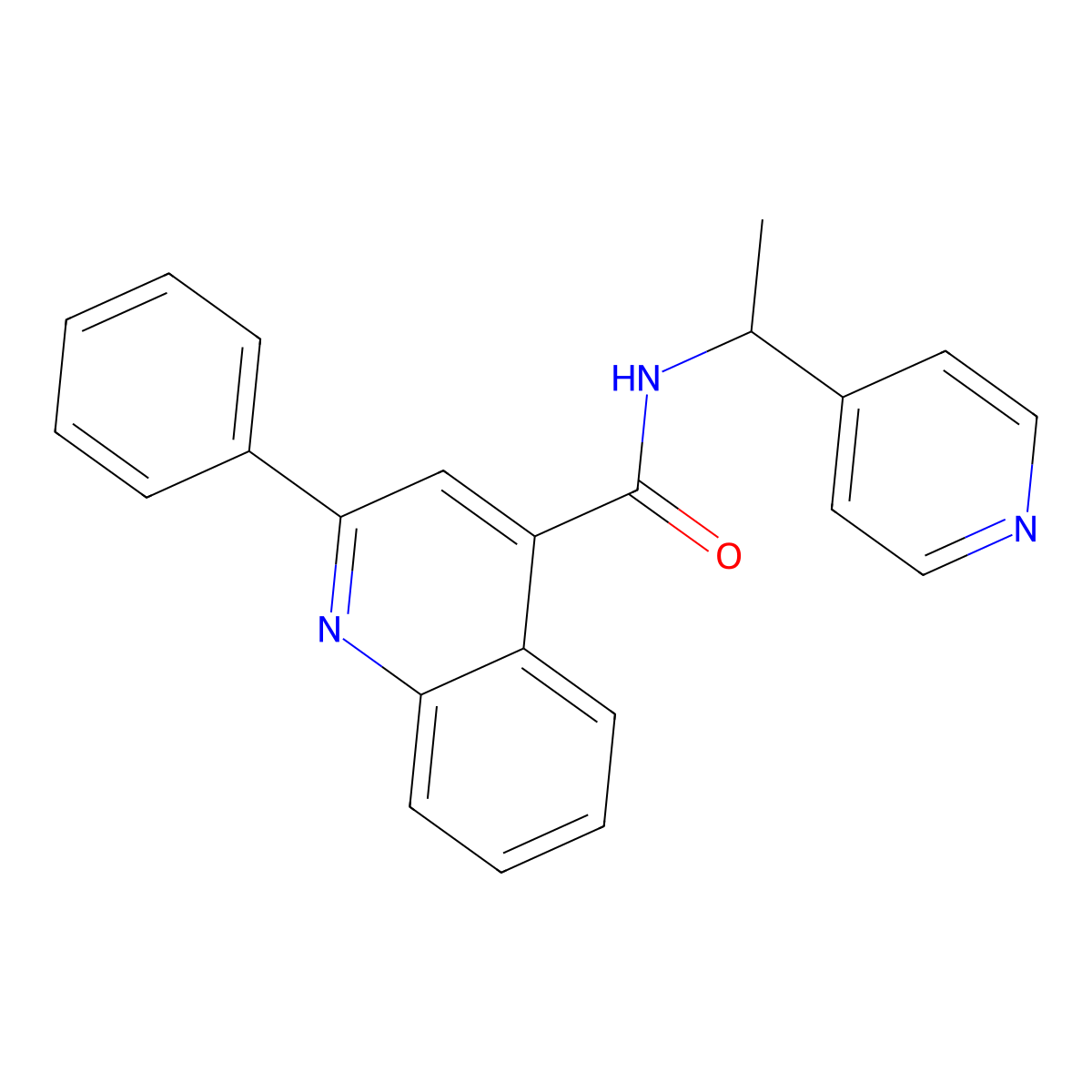 4-Quinolinecarboxamide, 2-phenyl-N-[1-(4-pyridinyl)ethyl]- molecular structure, CAS 823832-57-1