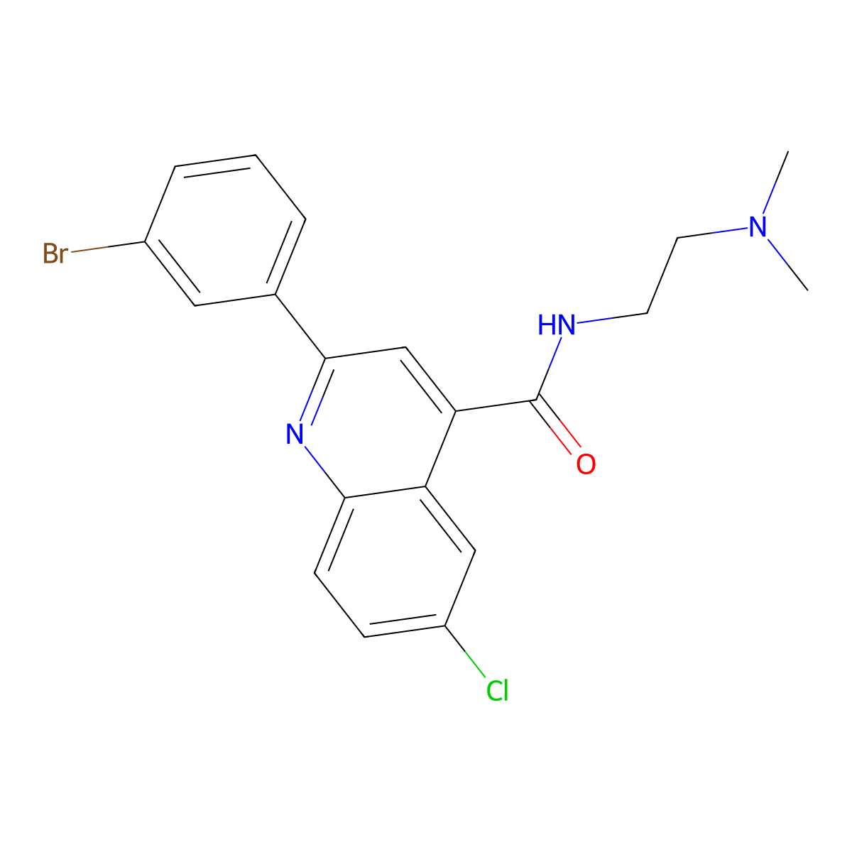 2-(3-bromophenyl)-6-chloro-N-[2-(dimethylamino)ethyl]quinoline-4-carboxamide molecular structure, CAS 823832-68-4