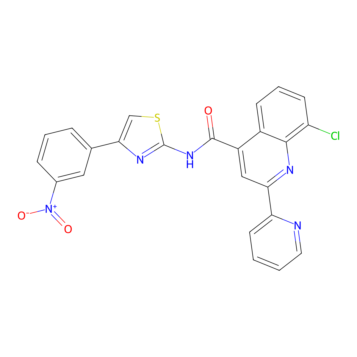 8-chloro-N-[4-(3-nitrophenyl)-1,3-thiazol-2-yl]-2-pyridin-2-ylquinoline-4-carboxamide molecular structure, CAS 823832-71-9