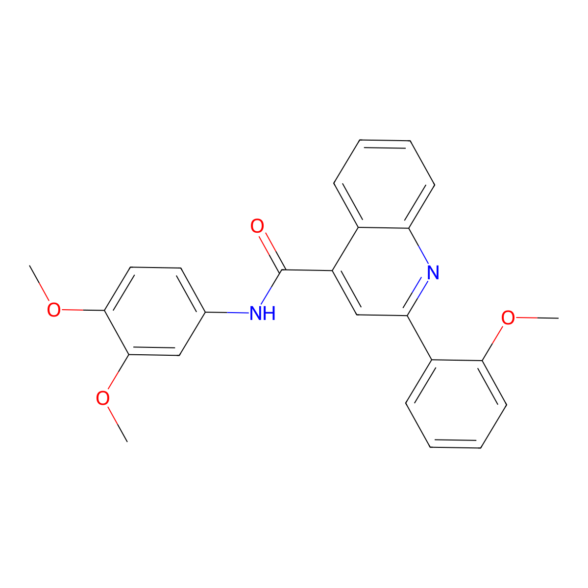 N-(3,4-dimethoxyphenyl)-2-(2-methoxyphenyl)quinoline-4-carboxamide molecular structure, CAS 823832-78-6