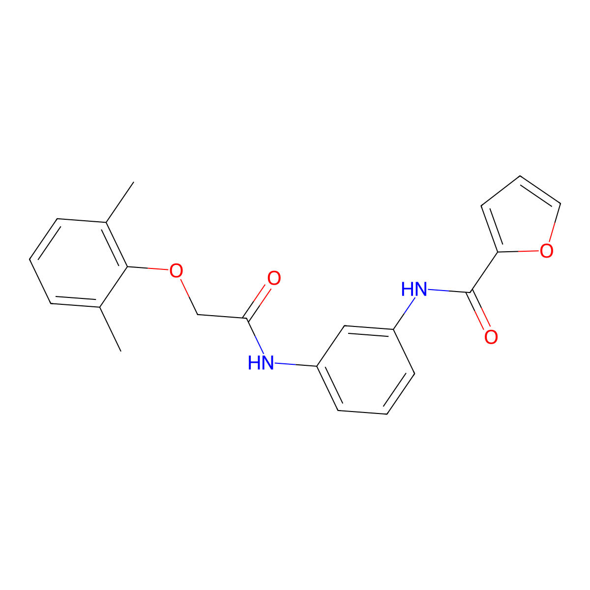 N-[3-[[2-(2,6-dimethylphenoxy)-1-oxoethyl]amino]phenyl]-2-furancarboxamide molecular structure, CAS 823833-94-9