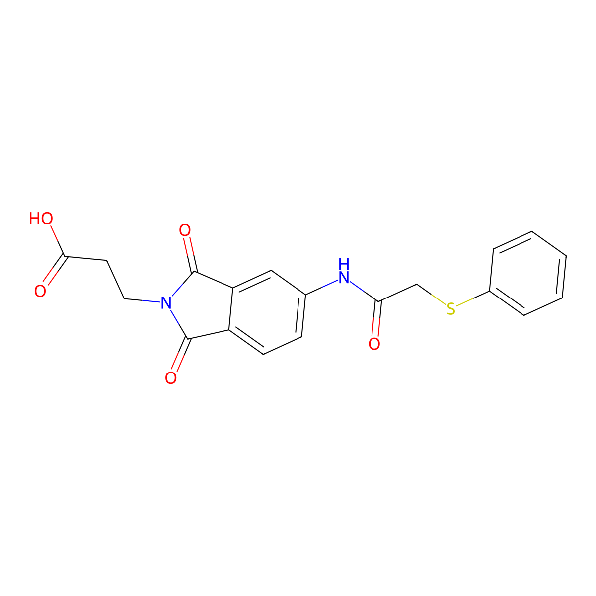 3-(1,3-dioxo-5-{[(phenylthio)acetyl]amino}-1,3-dihydro-2H-isoindol-2-yl)propanoic acid molecular structure, CAS 823834-20-4