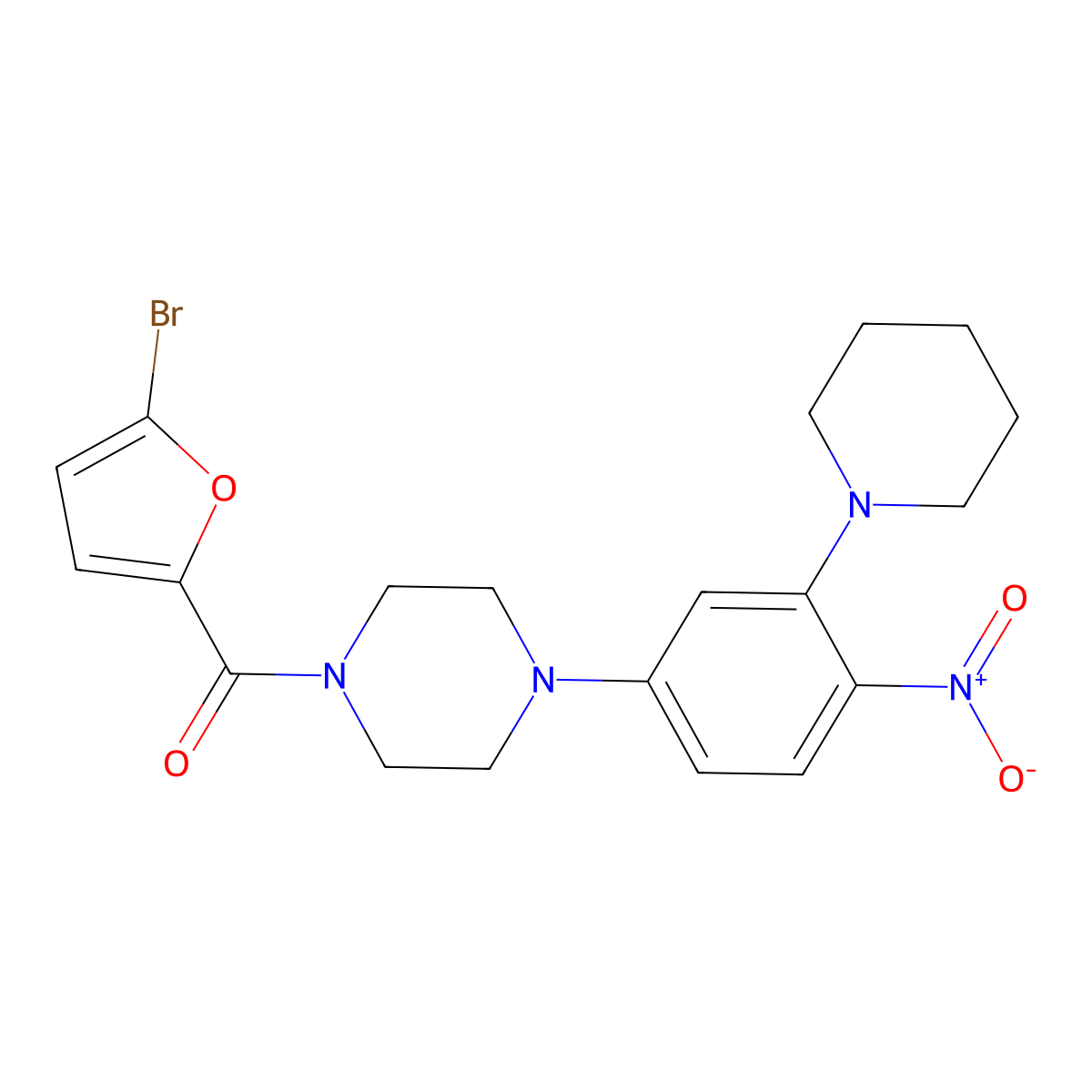 (5-Bromofuran-2-yl)-[4-(4-nitro-3-piperidin-1-ylphenyl)piperazin-1-yl]methanone molecular structure, CAS 823834-37-3