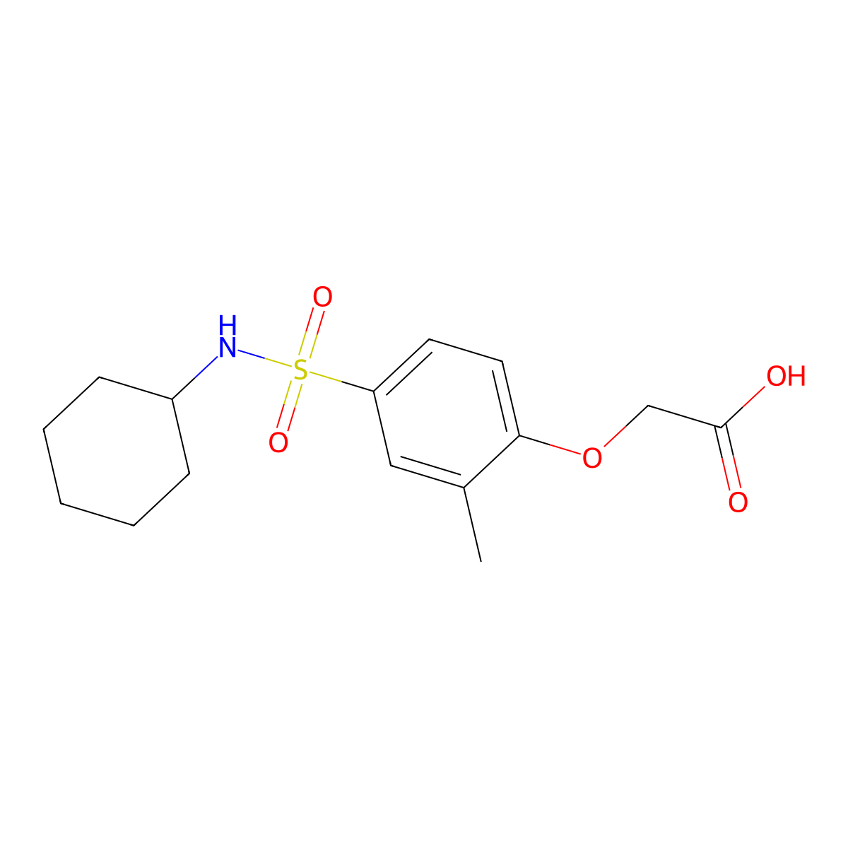 2-[4-(Cyclohexylsulfamoyl)-2-methylphenoxy]acetic acid molecular structure, CAS 823834-80-6
