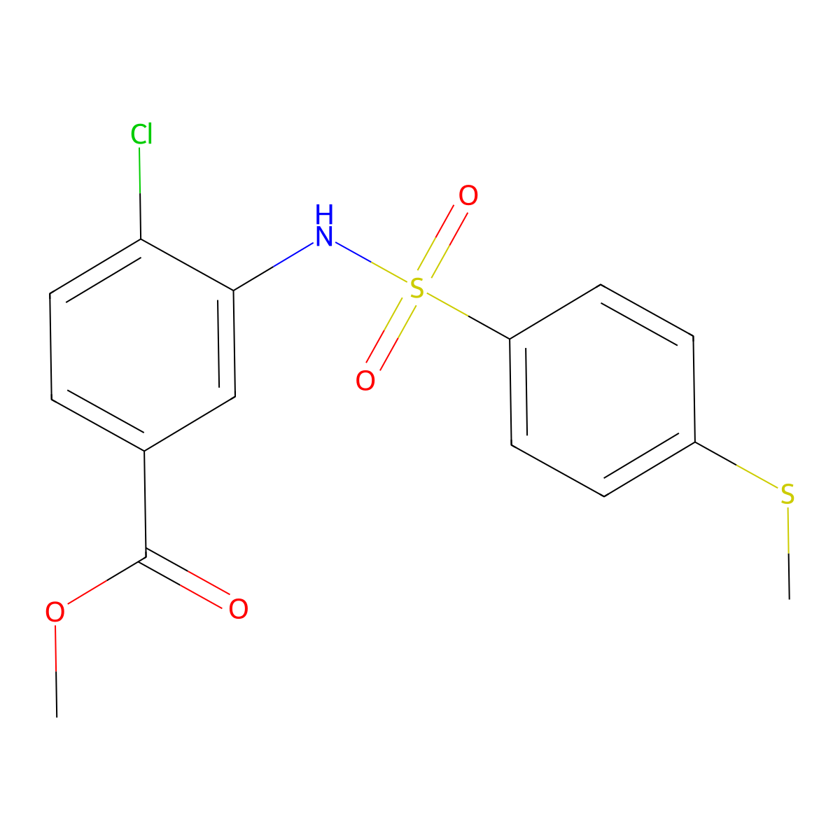 Methyl 4-chloro-3-({[4-(methylsulfanyl)phenyl]sulfonyl}amino)benzoate molecular structure, CAS 823835-15-0