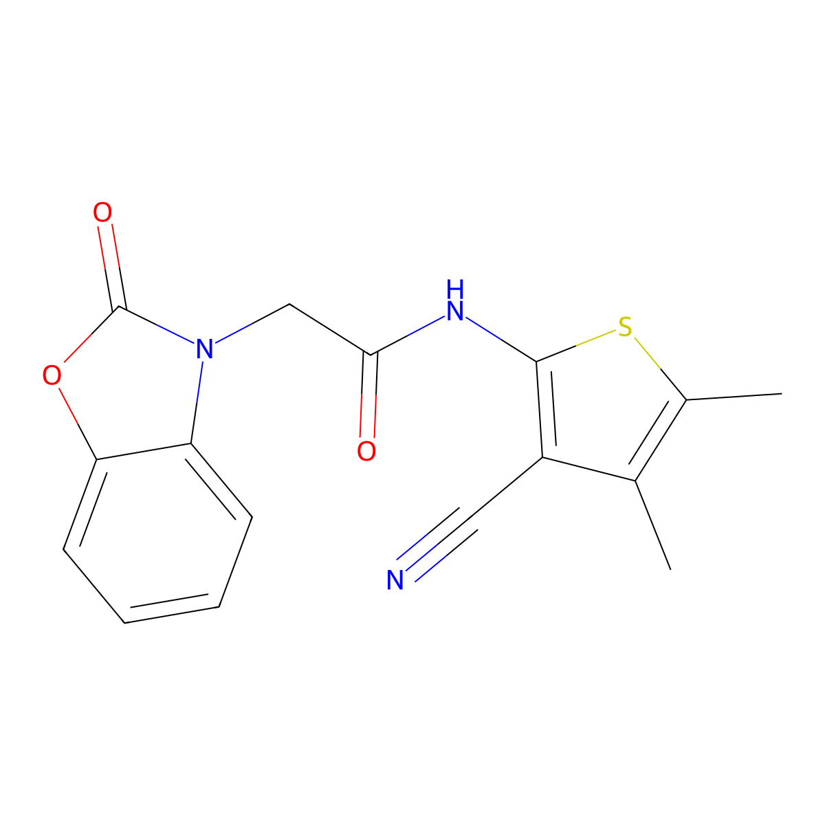 N-(3-cyano-4,5-dimethylthiophen-2-yl)-2-(2-oxo-1,3-benzoxazol-3-yl)acetamide molecular structure, CAS 823835-60-5