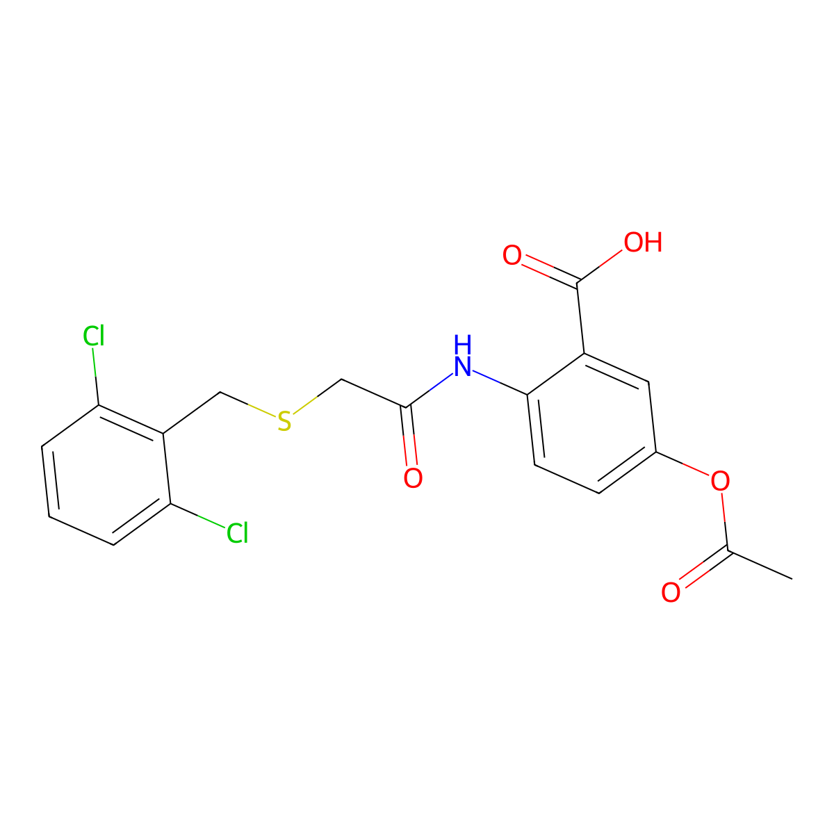 5-(Acetyloxy)-2-({[(2,6-dichlorobenzyl)sulfanyl]acetyl}amino)benzoic acid molecular structure, CAS 823836-51-7