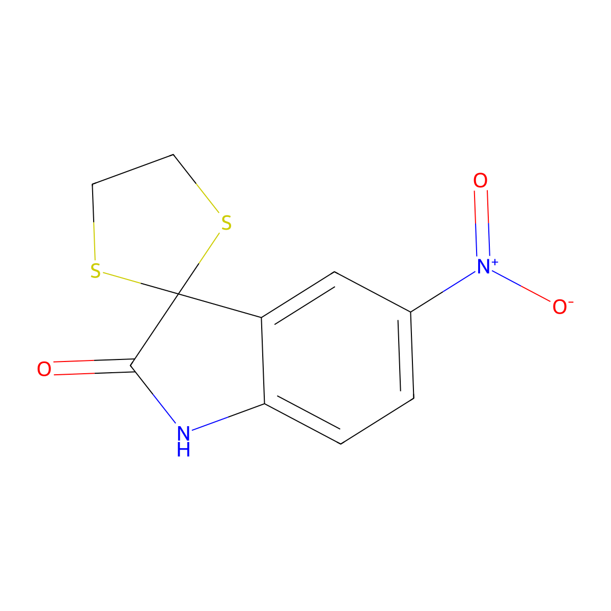 5'-nitrospiro[1,3-dithiolane-2,3'-1H-indole]-2'-one molecular structure, CAS 823837-06-5