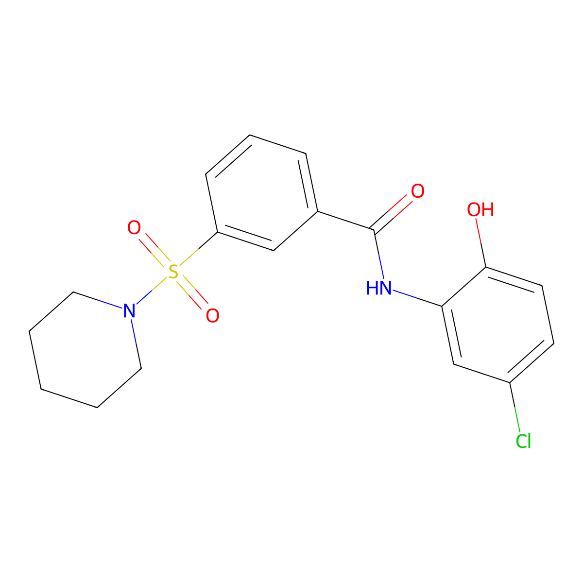 N-(5-Chloro-2-hydroxyphenyl)-3-(1-piperidinylsulfonyl)benzamide molecular structure, CAS 823837-22-5