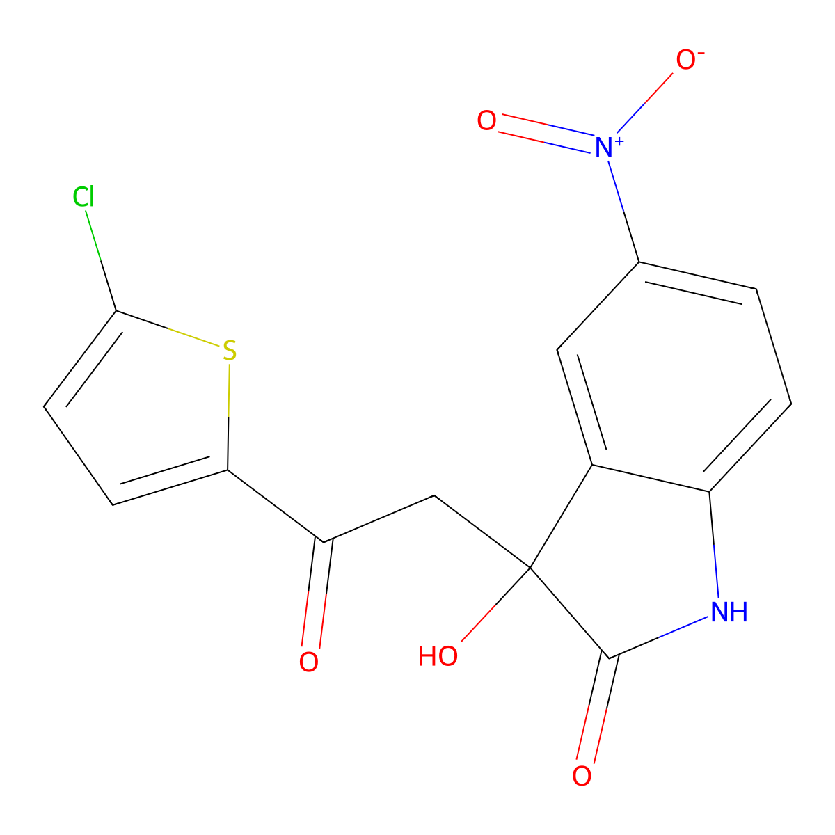 3-[2-(5-chlorothiophen-2-yl)-2-oxoethyl]-3-hydroxy-5-nitro-1H-indol-2-one molecular structure, CAS 823837-34-9