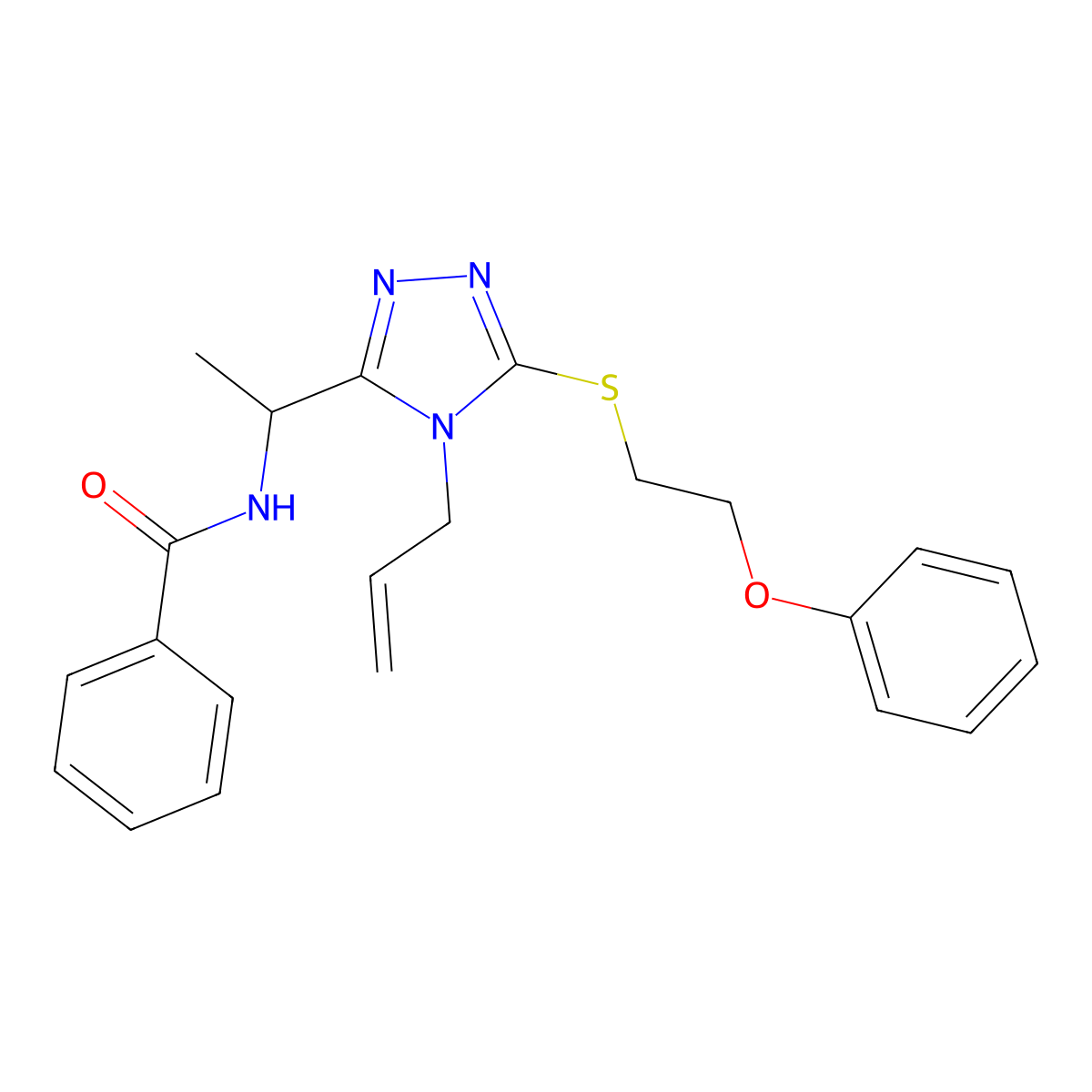 N-(1-{5-[(2-phenoxyethyl)sulfanyl]-4-(prop-2-en-1-yl)-4H-1,2,4-triazol-3-yl}ethyl)benzamide molecular structure, CAS 823837-40-7