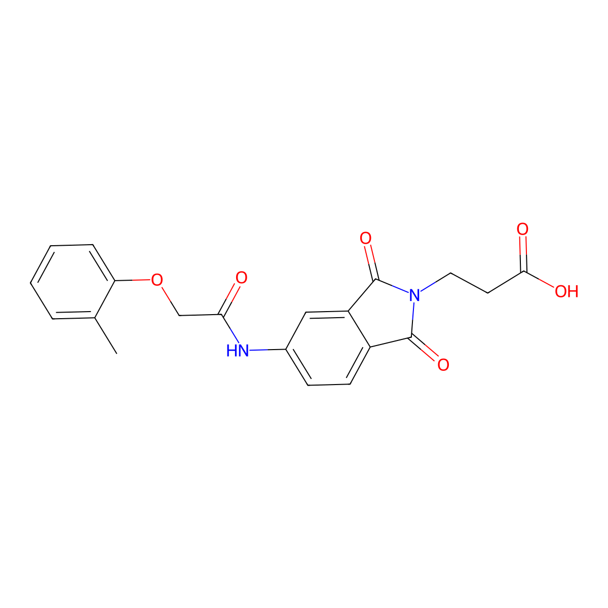 3-[5-[[2-(2-Methylphenoxy)acetyl]amino]-1,3-dioxoisoindol-2-yl]propanoic acid molecular structure, CAS 823837-61-2
