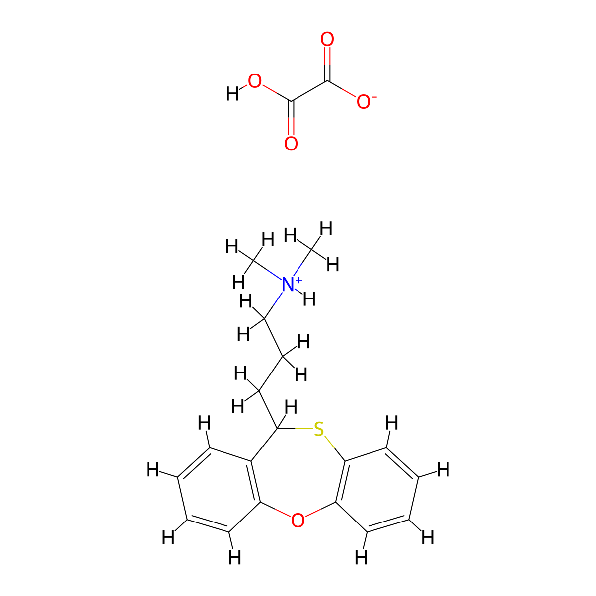 11H-Dibenz(b,f)-1,4-oxathiepin-11-propanamine, N,N-dimethyl-, ethanedioate, hydrate (2:2:1) molecular structure, CAS 82387-05-1