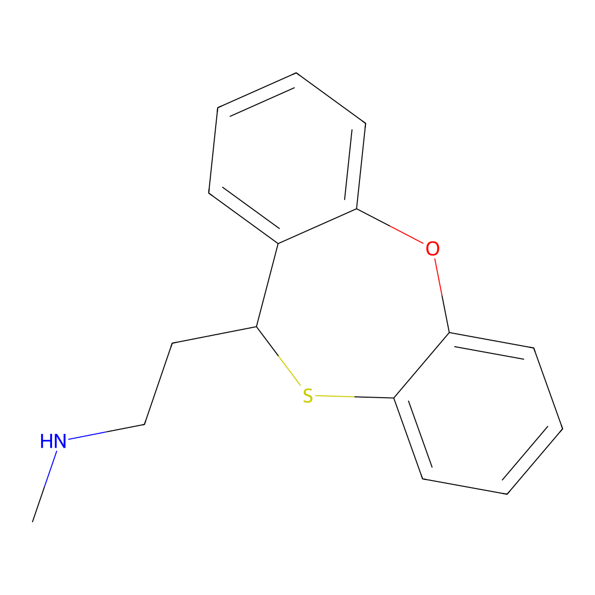2-(11H-dibenzo[b,f][1,4]oxathiepin-11-yl)-N-methylethanamine molecular structure, CAS 82387-08-4