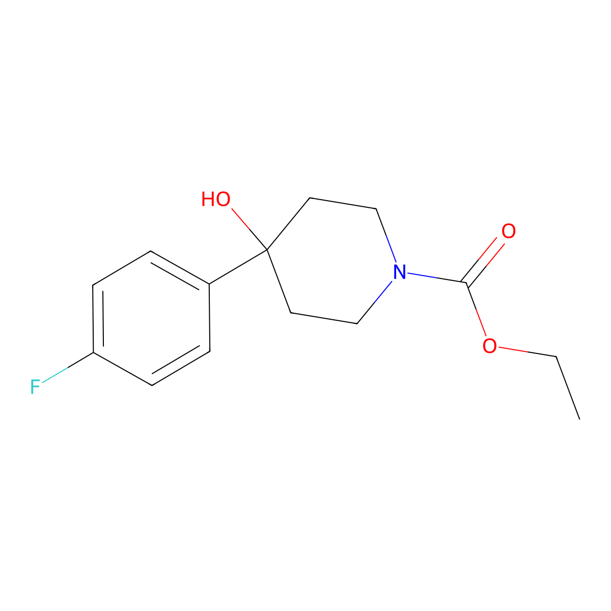 Ethyl 4-(4-fluorophenyl)-4-hydroxypiperidine-1-carboxylate molecular structure, CAS 82387-58-4