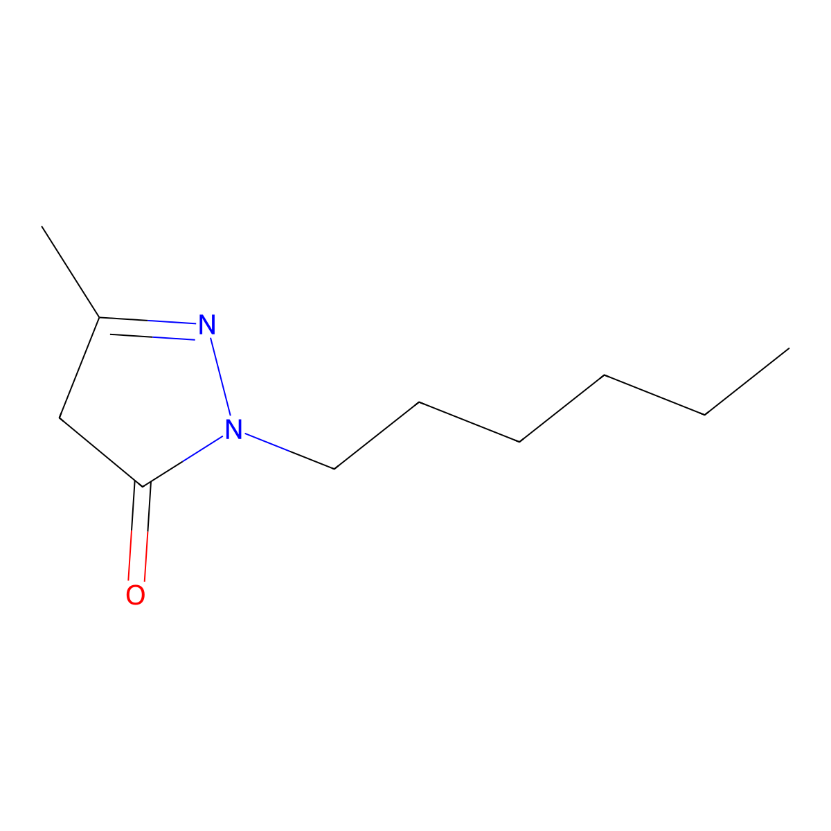 3H-Pyrazol-3-one, 2-hexyl-2,4-dihydro-5-methyl- molecular structure, CAS 82387-91-5