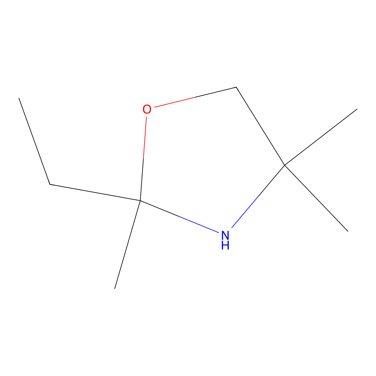2-Ethyl-2,4,4-trimethyl-1,3-oxazolidine molecular structure, CAS 82407-98-5