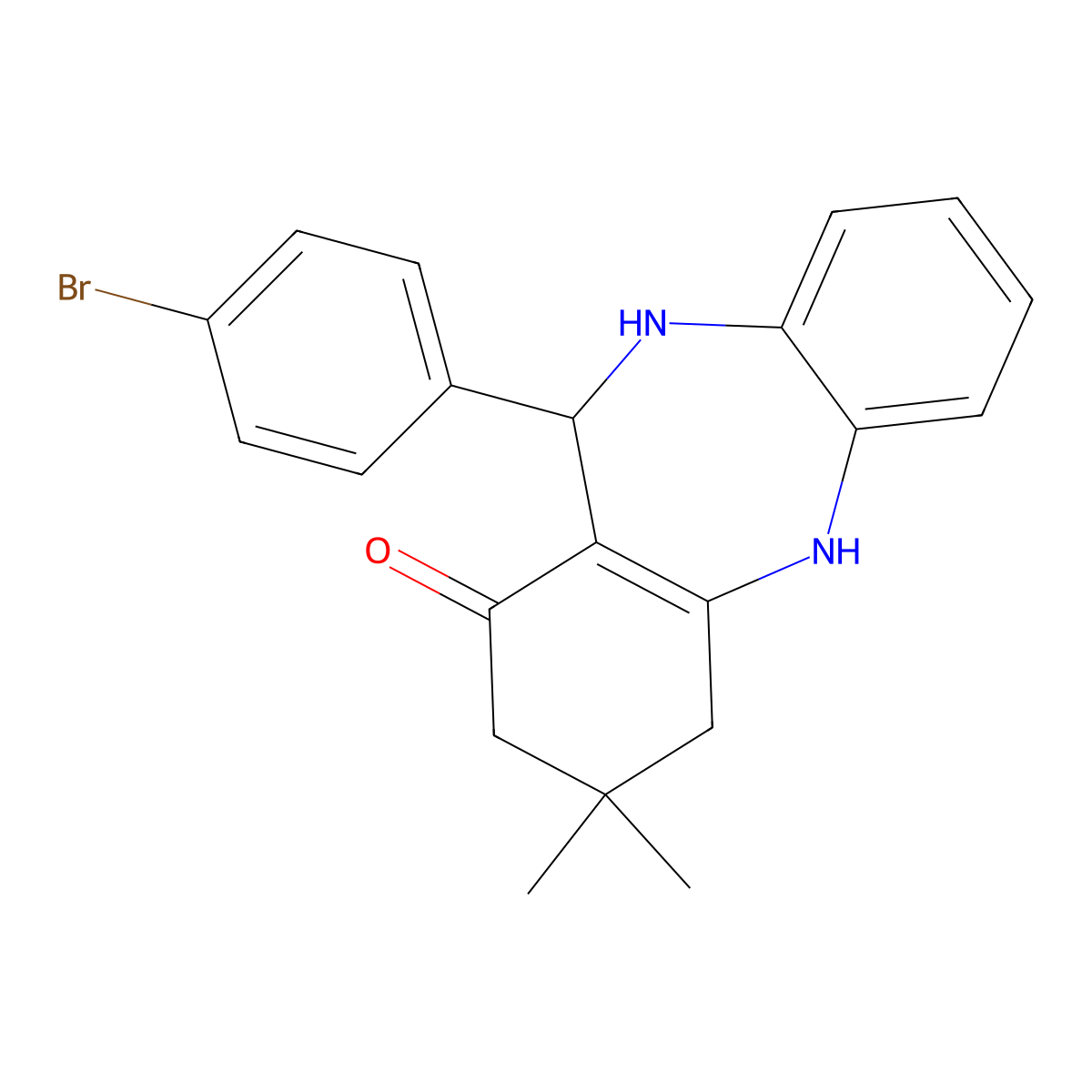 6-(4-bromophenyl)-9,9-dimethyl-6,8,10,11-tetrahydro-5H-benzo[b][1,4]benzodiazepin-7-one molecular structure, CAS 82408-00-2