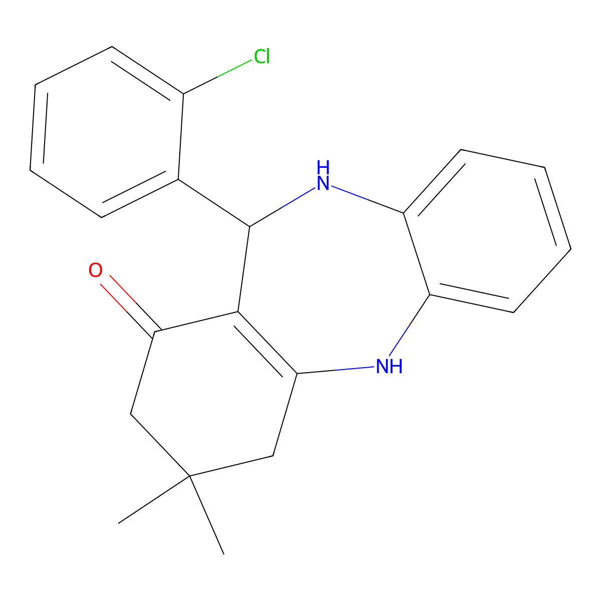 6-(2-chlorophenyl)-9,9-dimethyl-6,8,10,11-tetrahydro-5H-benzo[b][1,4]benzodiazepin-7-one molecular structure, CAS 82408-06-8