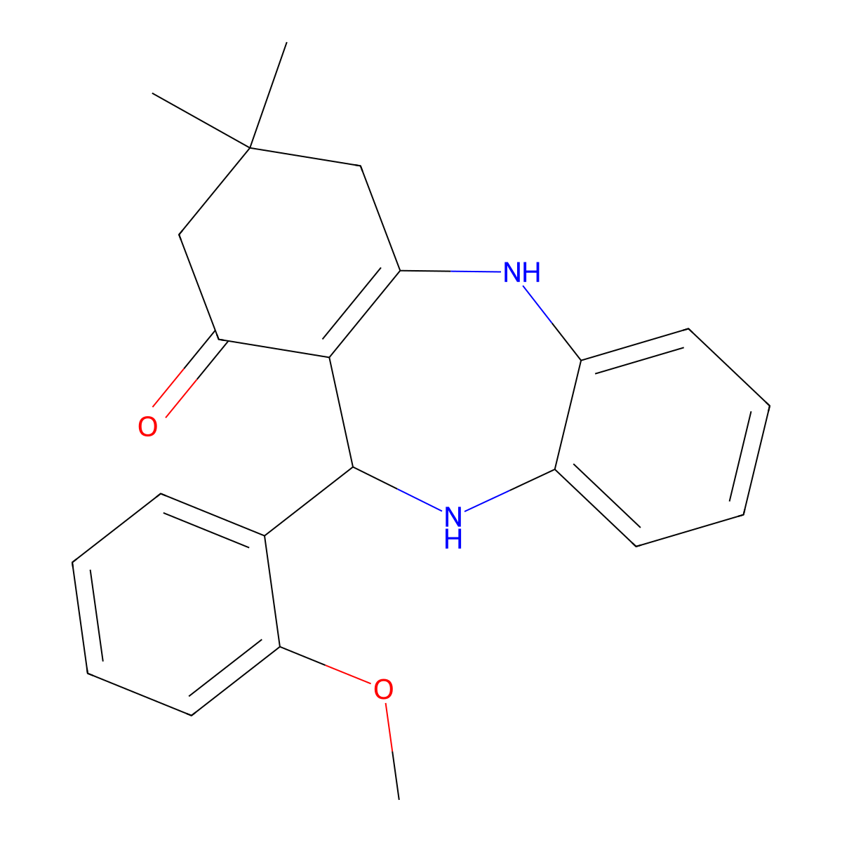 6-(2-methoxyphenyl)-9,9-dimethyl-6,8,10,11-tetrahydro-5H-benzo[b][1,4]benzodiazepin-7-one molecular structure, CAS 82408-09-1
