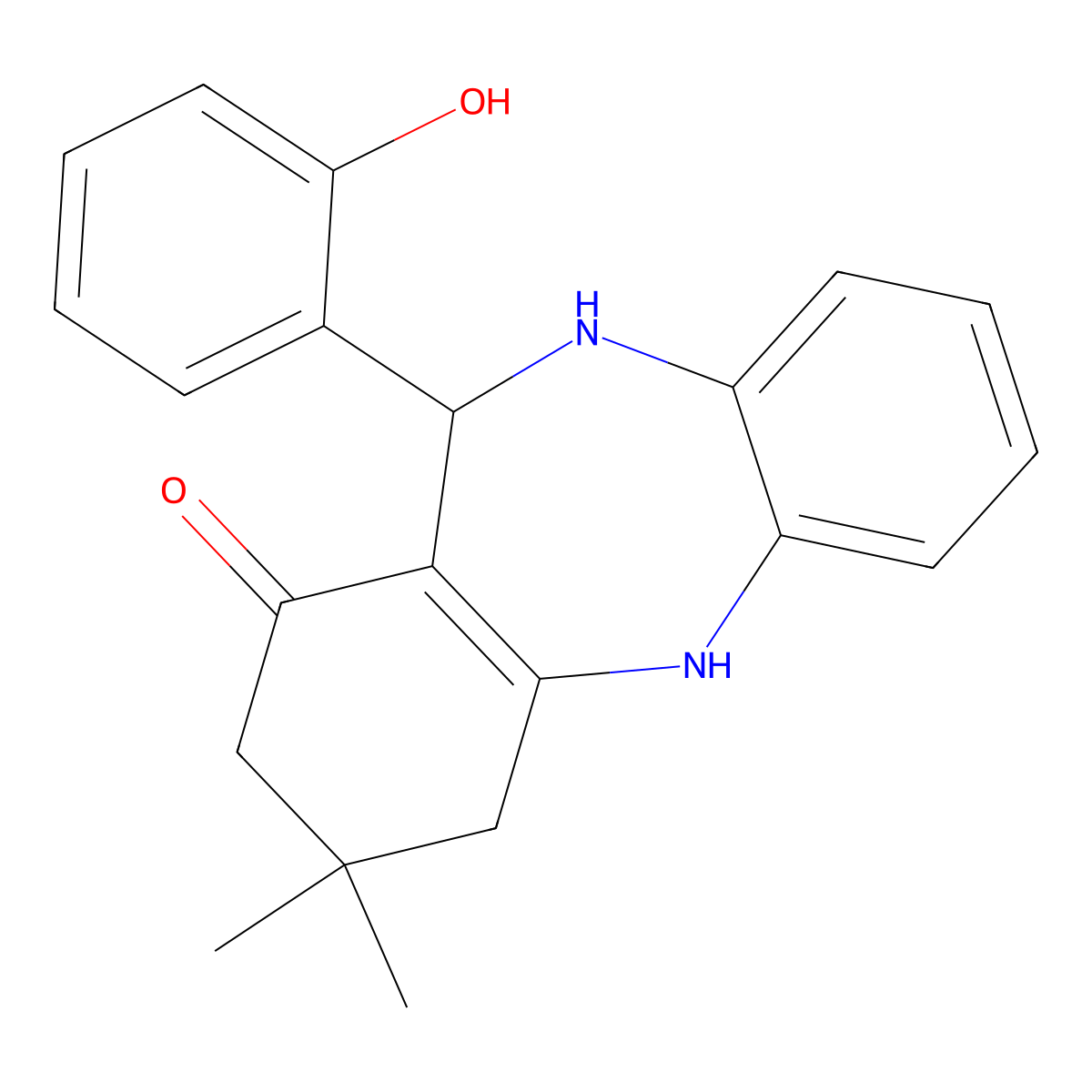 6-(2-hydroxyphenyl)-9,9-dimethyl-6,8,10,11-tetrahydro-5H-benzo[b][1,4]benzodiazepin-7-one molecular structure, CAS 82408-11-5