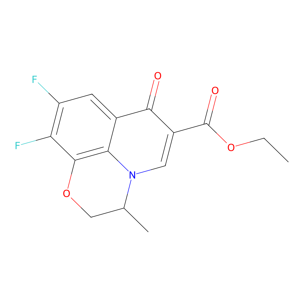 Ethyl 9,10-difluoro-3-methyl-7-oxo-3,7-dihydro-2H-[1,4]oxazino[2,3,4-ij]quinoline-6-carboxylate molecular structure, CAS 82419-34-9