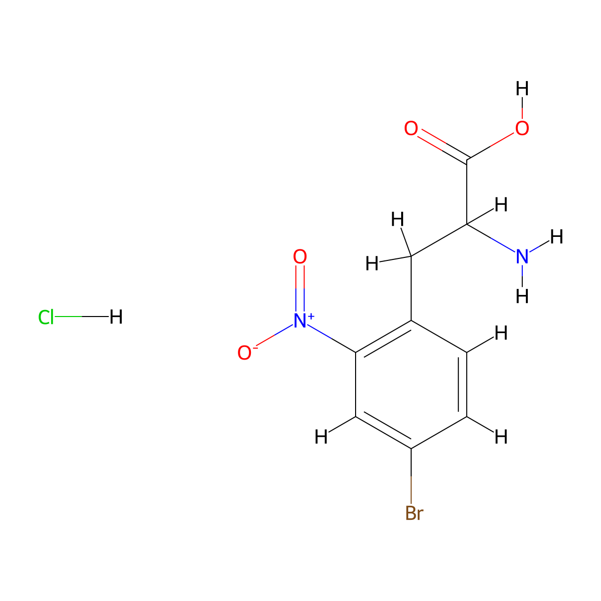 2-Amino-3-(4-bromo-2-nitrophenyl)propanoic acid hydrochloride molecular structure, CAS 82420-39-1