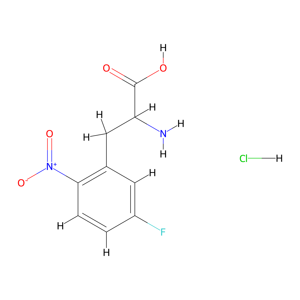 2-Amino-3-(5-fluoro-2-nitrophenyl)propanoic acid hydrochloride molecular structure, CAS 82420-41-5
