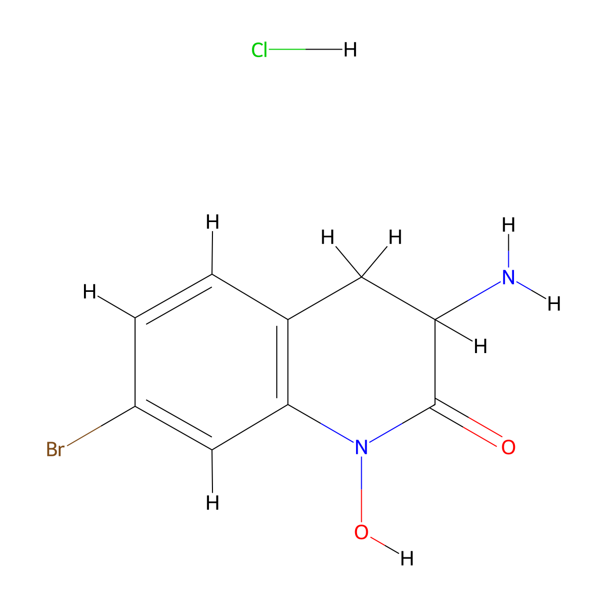 3-Amino-7-bromo-1-hydroxy-1,2,3,4-tetrahydroquinolin-2-one hydrochloride molecular structure, CAS 82420-42-6