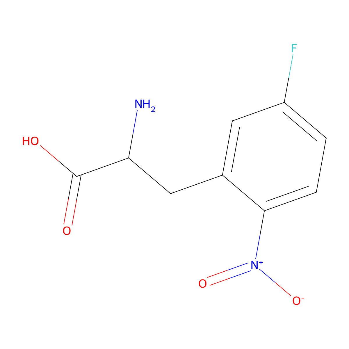 2-Amino-3-(5-fluoro-2-nitrophenyl)propanoic acid molecular structure, CAS 82420-56-2