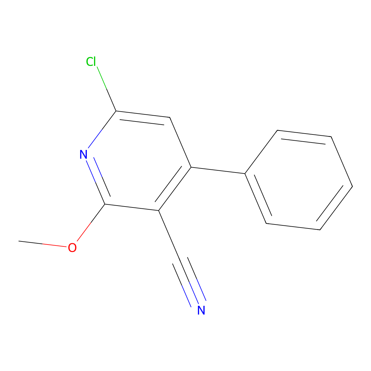 6-Chloro-2-methoxy-4-phenylnicotinonitrile molecular structure, CAS 82420-66-4