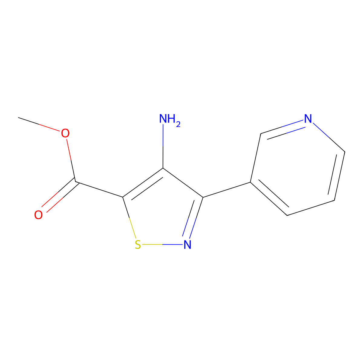 Methyl 3-(3-pyridyl)-4-amino-5-isothiazolecarboxylate molecular structure, CAS 82424-29-1