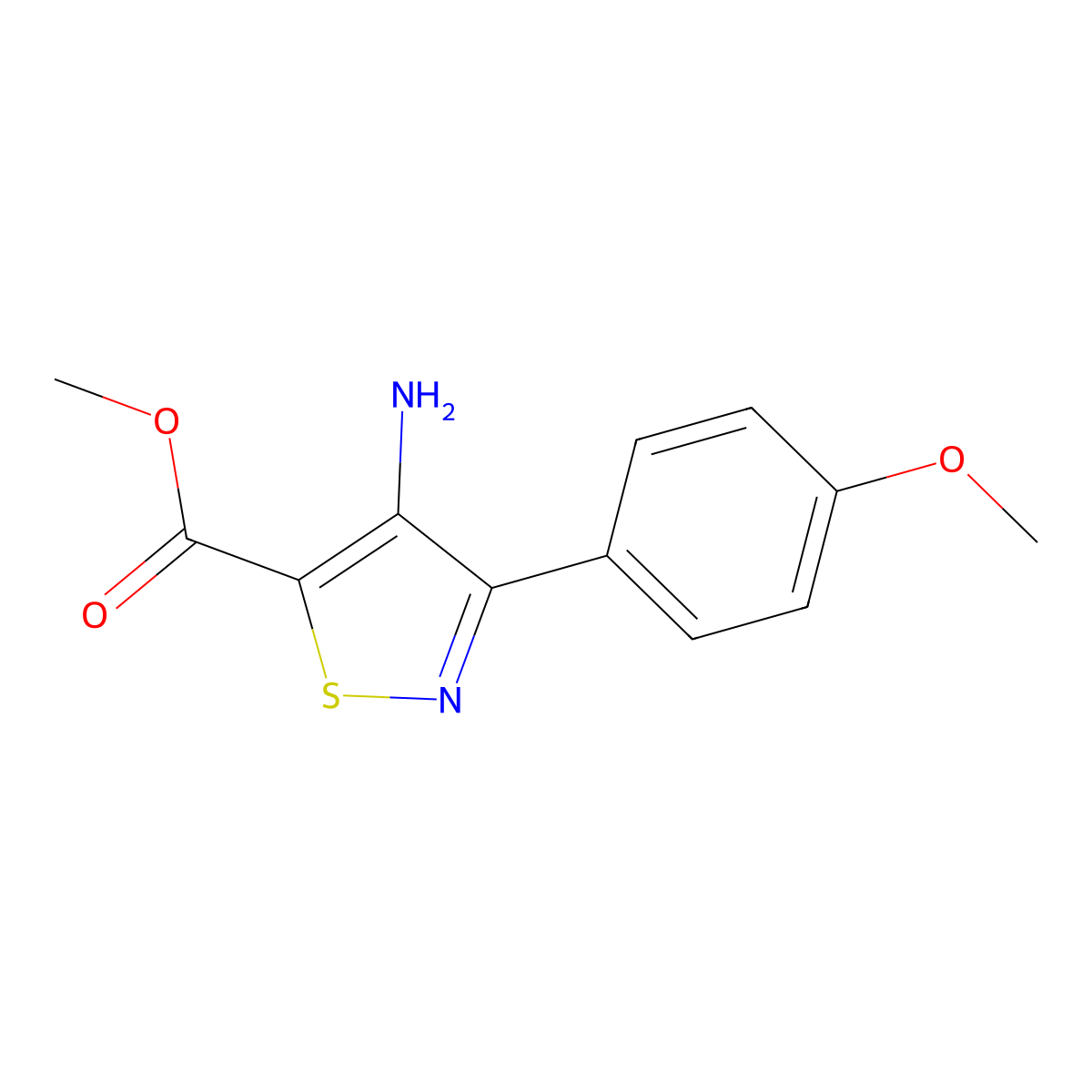 Methyl 4-amino-3-(4-methoxyphenyl)-1,2-thiazole-5-carboxylate molecular structure, CAS 82424-54-2