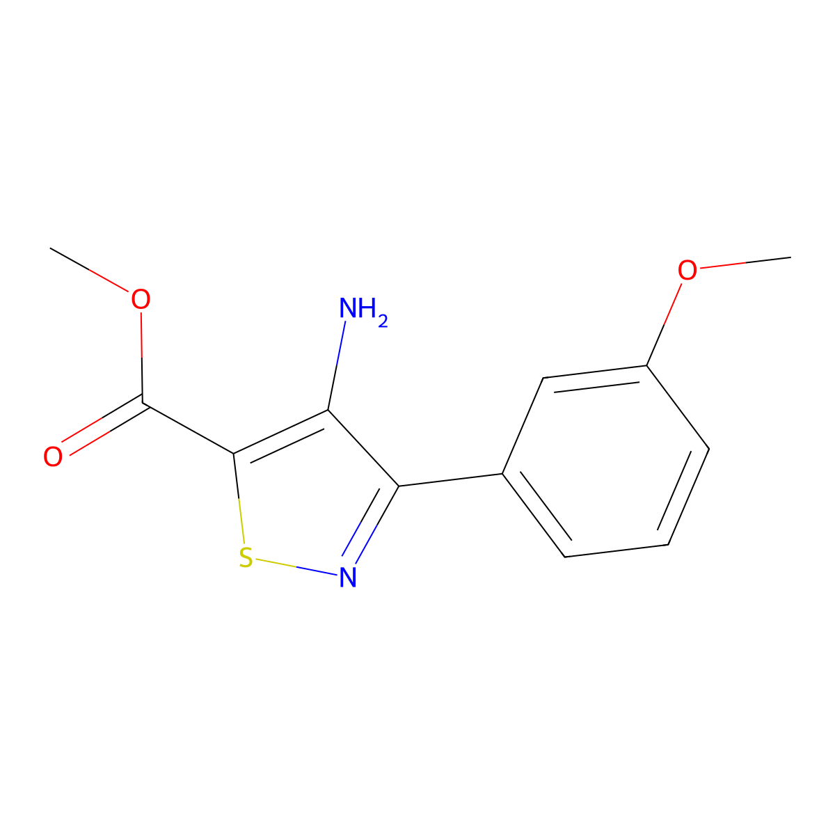 Methyl 4-amino-3-(3-methoxyphenyl)-1,2-thiazole-5-carboxylate molecular structure, CAS 82424-55-3