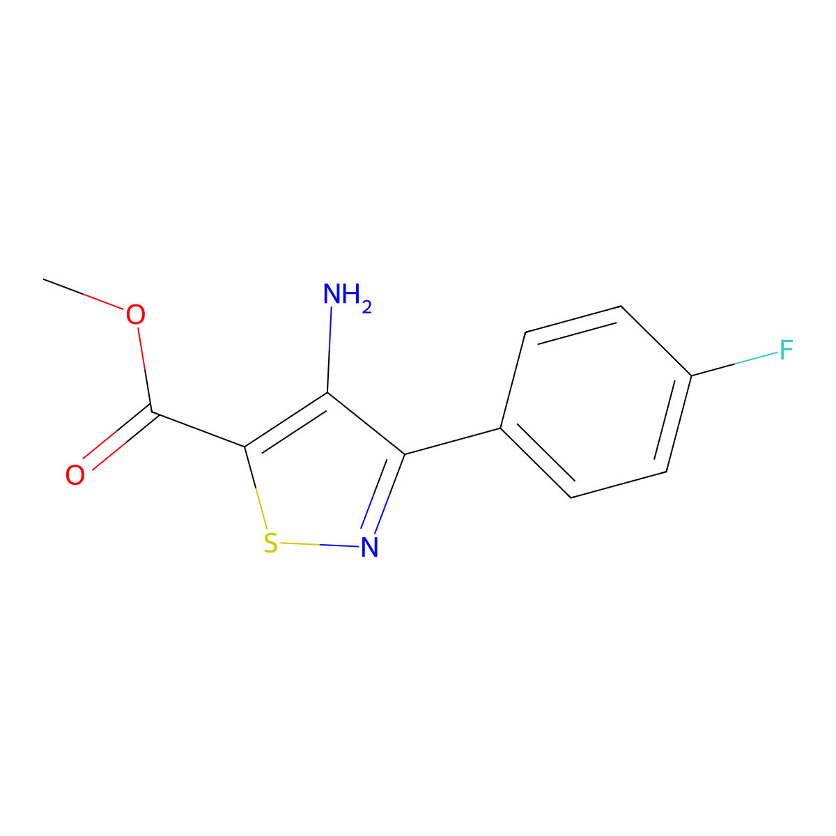 Methyl 4-amino-3-(4-fluorophenyl)-1,2-thiazole-5-carboxylate molecular structure, CAS 82424-57-5