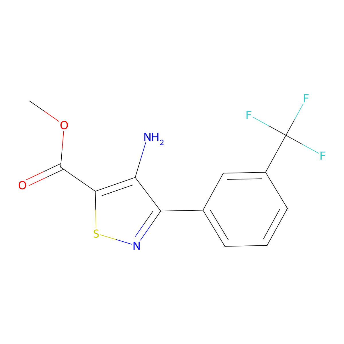 Methyl 4-amino-3-[3-(trifluoromethyl)phenyl]-1,2-thiazole-5-carboxylate molecular structure, CAS 82424-65-5