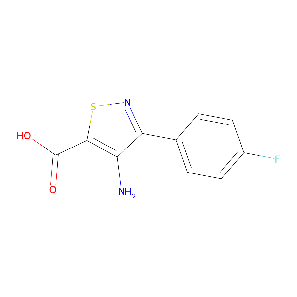 4-Amino-3-(4-fluorophenyl)-1,2-thiazole-5-carboxylic acid molecular structure, CAS 82424-74-6