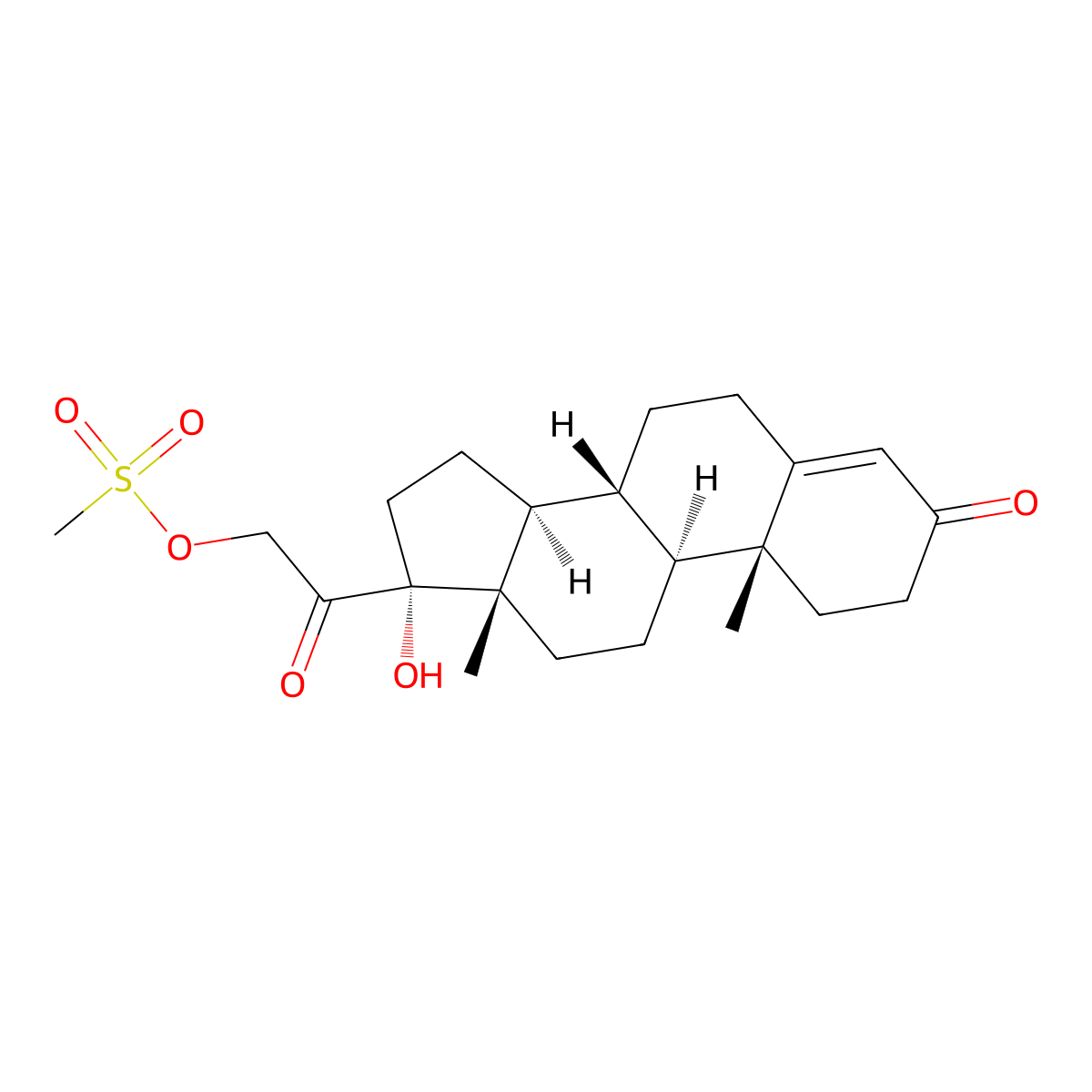 17-Hydroxy-21-[(methylsulfonyl)oxy]pregn-4-ene-3,20-dione molecular structure, CAS 82427-84-7