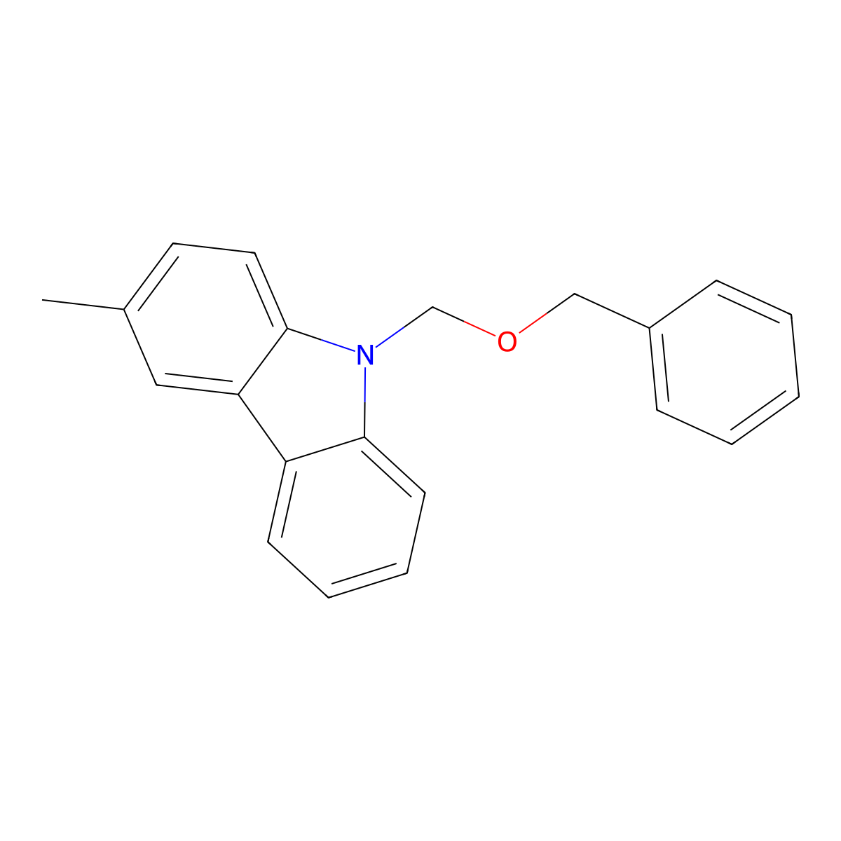 3-Methyl-9-(phenylmethoxymethyl)carbazole molecular structure, CAS 82434-74-0